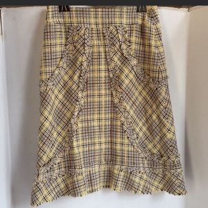 Anthropologie ELEVENSES Skirt yellow plaid